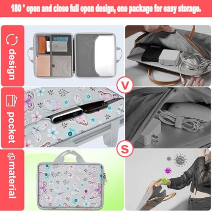 Hseok Laptop Case 13.3-14 inch Sleeve, TSA Computer Handbag Water-Resistant and Shockproof Bag Compatible with MacBook Pro/Neo 14", Mac Air/Pro 13.3" and 13"-14" Notebooks Chromebooks,Butterfly - color: Butterfly