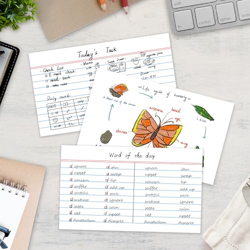 Chell White Color Ruled Index Cards 3x5 Heavyweight, 200 Count | 65 lb. Cover Weight, Ruled Front and Blank Back, Easy Writing, Not Easy to Penetrate Ink - color: White, size: 3"x5"