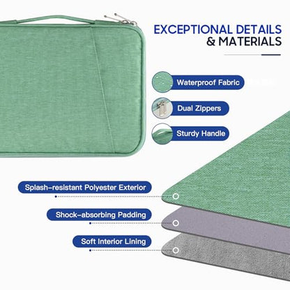 TiMOVO 9-11" Tablet Sleeve for iPad A16 & Galaxy Tab, Green | Protective Bag with Pockets, Fits iPad 10.9"/10.2" Air 11" 5th/4th Gen, Galaxy Tab A9+/A11+ 11" - color: Green, size: 9-11 Inch