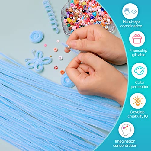 Iooleem 200pcs Light Blue Pipe Cleaners, Chenille Stems, Pipe Cleaners for Crafts, Pipe Cleaner Crafts, Art and Craft Supplies. - color: Light Blue, size: Small Pack