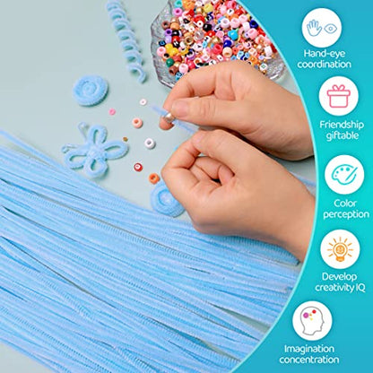 Iooleem 200pcs Light Blue Pipe Cleaners, Chenille Stems, Pipe Cleaners for Crafts, Pipe Cleaner Crafts, Art and Craft Supplies. - color: Light Blue, size: Small Pack