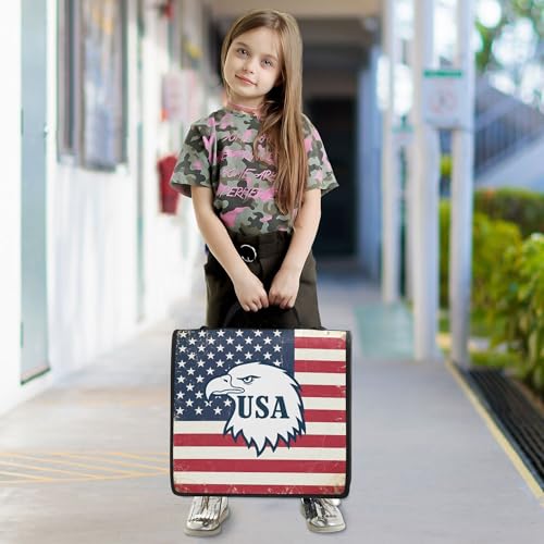 American Flag Zipper Binder with Shoulder Strap, 500 Sheets Capacity, Multiple Pockets 1.5Inch 3 Ring Zipper Binder - color: American Flag