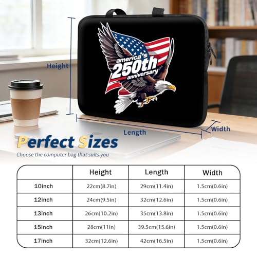 Laptop Bag 15.6 Inch,Resistant Shockproof Laptop Sleeve Case Protective Cover Carrying Case with Handle Compatible for HP Dell Lenovo Acer Asus Notebook Computer,America 250 Eagle Flag - color: America 250 Eagle Flag, size: 15-15.6 in
