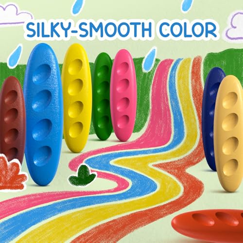 TinyGeeks 12 Peanut Crayons - Non Toxic Crayons for Toddlers - Washable for Kids Ages 4-8 - Easy To Hold - Toddlers 2-4 Years - Ergonomic Shape