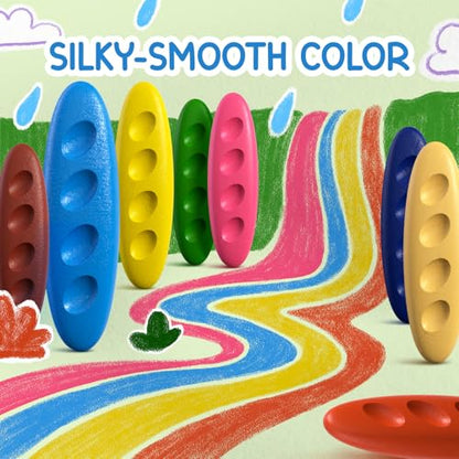 TinyGeeks 12 Peanut Crayons - Non Toxic Crayons for Toddlers - Washable for Kids Ages 4-8 - Easy To Hold - Toddlers 2-4 Years - Ergonomic Shape