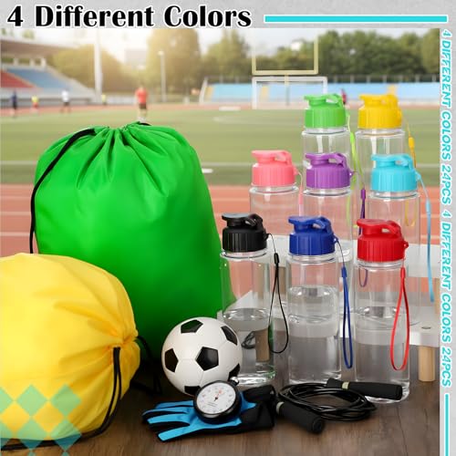 40 Pcs 17 oz Plastic Water Bottles Bulk and Drawstring Backpack Set for Back to School Gifts Reusable Flip Top Leakproof Water Bottles with Handle Adults Sports Gym Travel Outdoor(Chic) - color: Chic