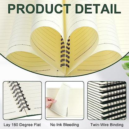 Yahenda 54 Pcs Spiral Notebooks Bulk, A5 8.3 x 5.5 Inch College Ruled Lined Notebooks, 100 Pages Soft Cover Journals for Students Classroom Office Back to School Supplies (Deep Green) - color: Dark Green