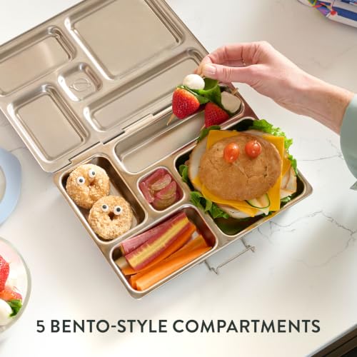 PlanetBox Rover Stainless Steel Bento Box Style Lunch Box for Kids with 5 Compartments – Durable, Dishwasher Safe and BPA-Free Food Container - size: 5 Compartments