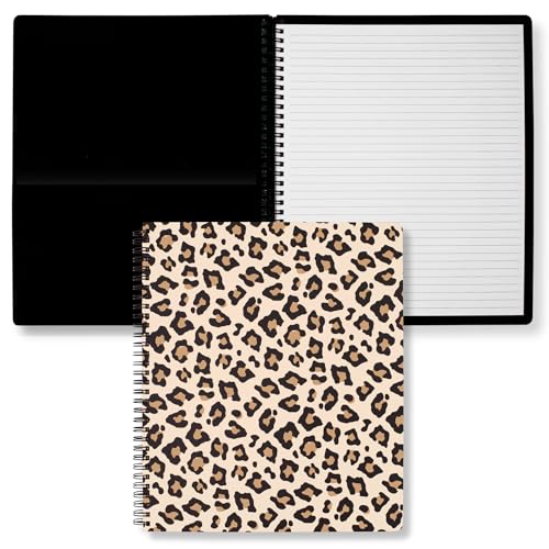 Steel Mill & Co. Cute Animal Print Large Spiral Notebook, Leopard | 11" x 9.5" Journal with Durable Hardcover, 160 College Ruled, Perforated Pages, Rounded Corners, and Pocket Page - color: Leopard
