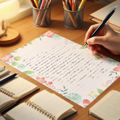 MOUYAT 500 Sheets A4 Stationery Writing Paper, 8.5" x 11" Letter Size Unpunched Ruled Filler Paper, Loose-Leaf Line for Office