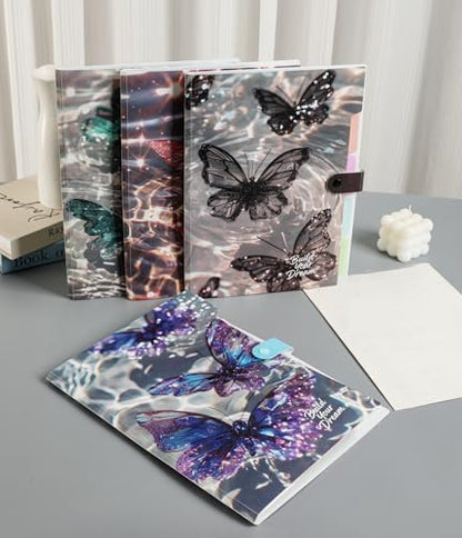 Cute Expanding File Folder - 5 Pockets Accordion Document Organizer, Waterproof Poly Plastic, A4/Letter Size for School Office Home - Butterfly Black - style: Butterfly Black