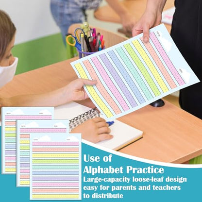 50 Sheets Multi-Color Raised Line Paper for Handwriting Practice, Wide Ruled Kindergarten Writing Paper, Double Sided, 8.5x11 inches