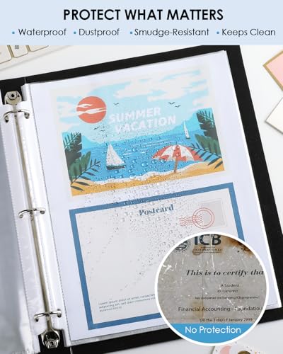 KTRIO Sheet Protectors 8.5 x 11, Page Protector for 3 Ring Binder, 100 Pack | Crystal Clear, Top Loading, PVC-Free & Acid-Free Polypropylene, No Print Transfer, Protects Letter Size Documents