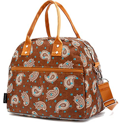 FlowFly Insulated Lunch Bag With Shoulder Strap for Women, Men, and Kids, Large and Reusable, Handle, Freezable Work and School Travel Tote and Meal Prep Organizer,Cashew - color: Cashew