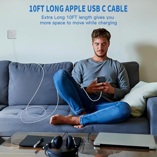 45W Apple 17 16 15 Fast USB C Charge Block, 2-Pack Apple Charger Plug & 10FT Long USB C Cable Cords,iPhone 17 Charger Fast Charging,Compatible with iPhone 17/16/15/Air/Pro/Pro Max/e/Plus/iPad/AirPods