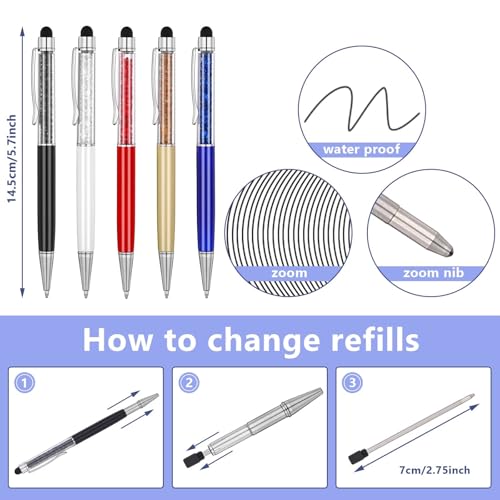 MengRan 2.75'' Mini D1 Ballpoint Ink Pen Refills,Blue Ink,10 Pack | 1mm Medium Tip, Compatible with Swarovski Pen Refills, for Twist Pens - color: Blue Ink,pack of 10