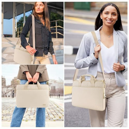 DOMISO 15.6 inch Laptop Case Sleeve Protective Cover Compatible with MacBook Pro 16 M4 M3 M2/Pro Max,15.6-16 inch HP Dell ASUS Lenovo Chromebook,Waterproof Computer Bag with Shoulder Strap,Beige - color: Beige, size: 15.6 inch