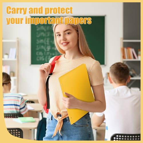 Yeaqee 72 Pcs Plastic Folders with Pockets Bulk 3 Hole Punched 2 Pocket File Folders for 3 Ring Binder Divider Folder for Notebooks, Durable Poly for Office Home (Yellow) - color: Yellow