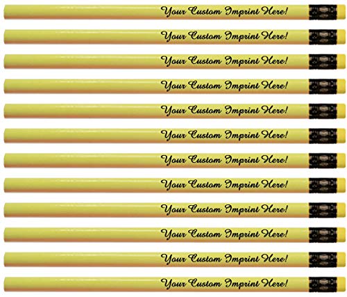 Express Pencils™ Personalized Pencils Round Neon Colors Custom Imprinted with your Name - Text - Logo - Message- 12 pkg - Customizable - Made in USA - Great Gift Idea (Neon Yellow) - color: Neon Yellow