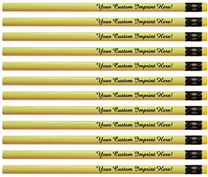 Express Pencils™ Personalized Pencils Round Neon Colors Custom Imprinted with your Name - Text - Logo - Message- 12 pkg - Customizable - Made in USA - Great Gift Idea (Neon Yellow) - color: Neon Yellow