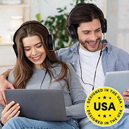 Sonitum Classroom Headphones-Bulk 10-Pack, Student On Ear Comfy Swivel Earphones for Library, School, Airplane, Kids-for Online Learning and Travel, HQ Stereo Sound 3.5mm Jack (Black with Microphone) - color: Black With Microphone