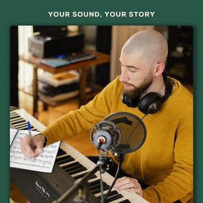 Beechmore Books Blank Sheet Music Notebook – A4 8.5"x11.5" for Songwriters, Musicians & Composers, 156 Thick 120gsm Pages, 10-Staff Perforated Sheets, Vegan Leather Hardcover, Elastic Closure, Gift Box - color: Dartmouth Green