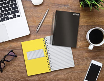 Better Office Products 1 Subject Spiral Notebook, 2 Pack, Personal Small Notebooks, Poly Covers, 7 x 4.375 inch, College Rule, 100 Sheet Mini Notebooks, Black and Blue Covers