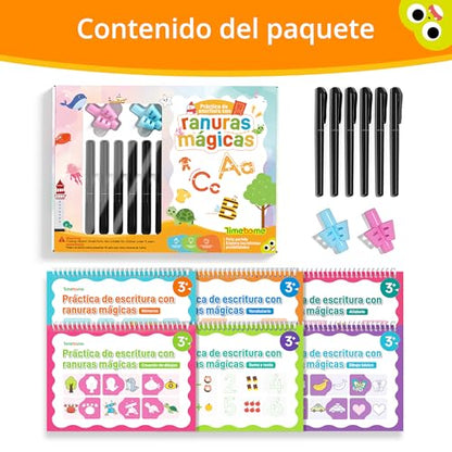 Large Magic Grooved Writing Practice for Kids 3-5 – Spanish Edition | Grooved Writing Books Ages 6-8, Handwriting Practice for Kids 5-7, Preschool Tracing Workbook for Boys & Girls - size: Spanish