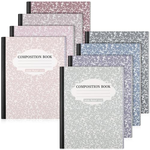 Colarr 8 Pack Composition Notebook 9.75 x 7.5 Inch Wide Ruled Marble Paper Composition Books Assorted Fun Colors Office School Notebook, Hard Cover, Sturdy Sewn Binding (Taro Color) - color: Taro Color