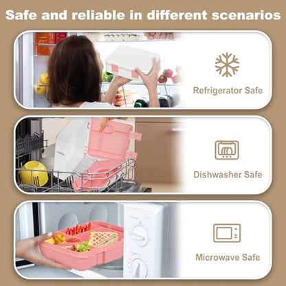 JOOPETALK Chill Bento Lunch Box for Kids Adult with Ice Pack,6-Compartment Reusable Leak-proof Lunch Container for Girls Boys to School,Keep Food Cold&Fresh,Dishwasher & Freezer Safe - color: White