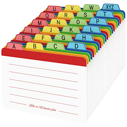 Neando 5 x 8 inches Index Card Dividers, Alphabetical Tabbed Index Cards Guides, Colored Note Cards, File and Recipe Guides with Alphabetical Tabs, Assorted Colors, 24 Counts, A-Z Guide - size: 5''x8''-24pack