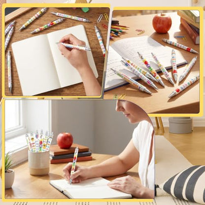 Back to School Ballpoint Pens - 24 Pcs First Day of School Pens Set Welcome Inspirational Retractable Writing Ball Point Pen Gift for Teacher Student Classroom Party Favors Supplies - style: Back to School
