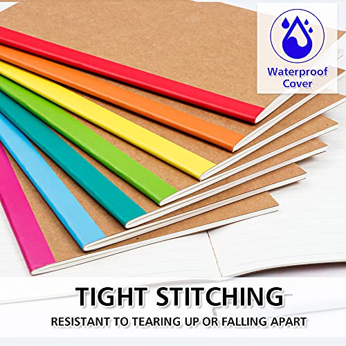 feela 56 Pack Composition Notebooks Bulk, Kraft Cover Lined Blank College Ruled Composition Travel Journals with Rainbow Spines For Women Students Business, 60 Pages, 8.3”x 5.5”, A5, 8 Colors - color: 8 Colors X7