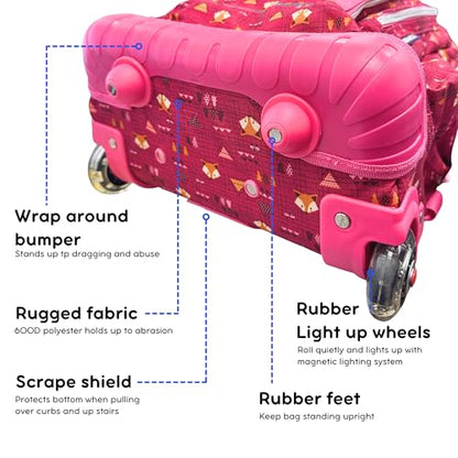 J World Lollipop Kids Rolling Backpack & Lunch Bag Set for Elementary School. Carry-On Suitcase with Wheels, Fox - color: Fox