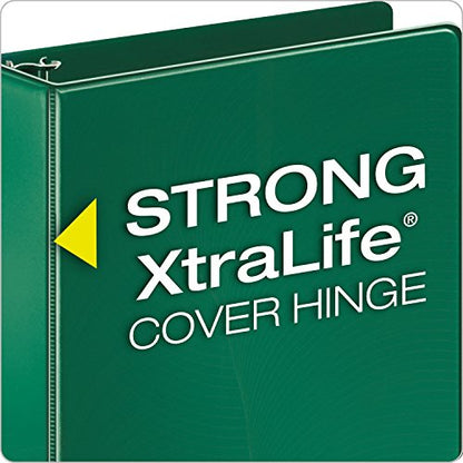 Cardinal 3 Ring Binder, 2 Inch Performer Binder, Round Rings, 475-Sheet Capacity, PVC-Free, Green (72733)