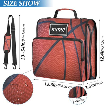 Kcldeci Personalized Zipper Binder 3 Ring，Closeup Basketball Texture Custom Zipper Binder Organizer 1.5inch for School and Office Expanding File Folder - color: A16