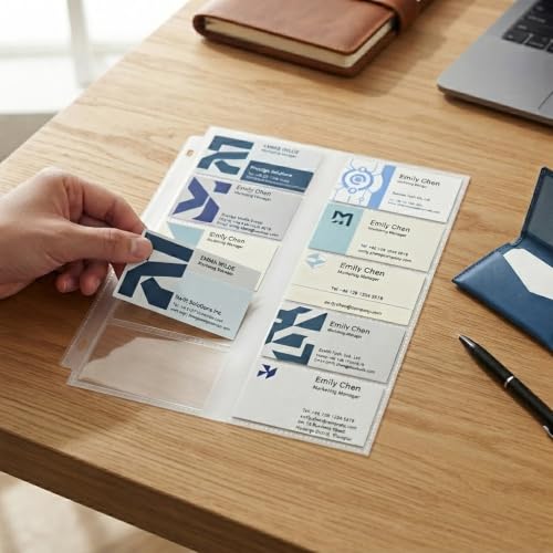 Aegero Business Card Holder Sleeves (100 Pack for 2000 Cards) for 3 Ring Binder, Heavyweight Plastic Sheet Protect, Each Sleeve Holds 2x3.5 Namecards, 3-Hole Punched - size: 2.2x3.7inch-10pocket, style: 100 pack