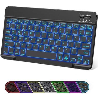 Bluetooth Keyboard for iPad, 7-Color Backlit, Rechargeable 10 inch Wireless Keyboard for iPad 10th/9th/8th Gen, iPhone,Tablet, Smartphone iOS Android Windows Computer