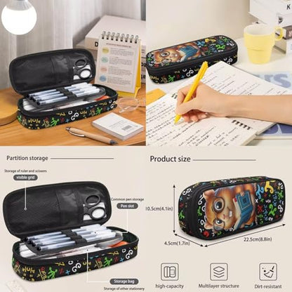 17 Inch School Backpack for Kids, Cute Hamste Print 4PCS Set Elementary Bookbag with Lunch Bag Pencil Case Water Bottle Holder for 6-11 Years, Back to School Supplies - color: Cute Hamste
