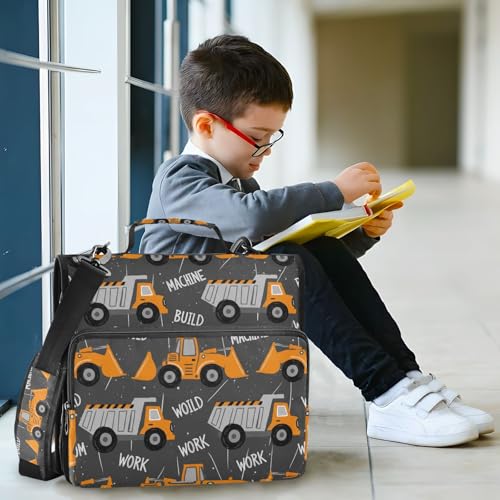 3 Ring Zipper Binder With Shoulder Strap Documents Storage Organizer Animal Dog - color: Construction Machines