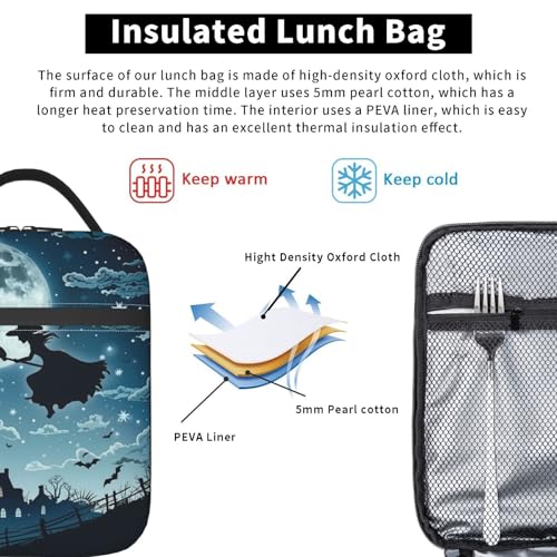 Insulated Lunch Box for Kids Boys Girls, Reusable Lunch Bag for School, Office, Work, Picnic, Travel, Witch Lunch Box - color: lunch box 117