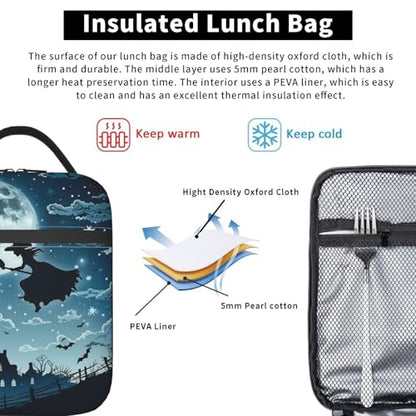 Insulated Lunch Box for Kids Boys Girls, Reusable Lunch Bag for School, Office, Work, Picnic, Travel, Witch Lunch Box - color: lunch box 117