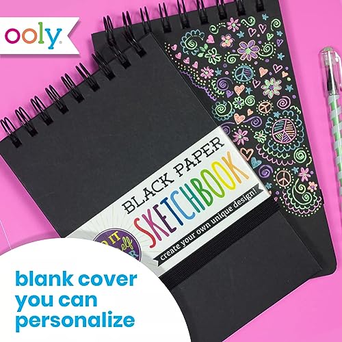 OOLY DIY Cover Small Sketchbook, 5 x 7.5 Inches, Black Paper Sketchbook, Drawing Book for Kids, Artists Drawing Pad for Gel Pens and White Pencils - color: Black Paper, style: Small (5"x7.5")