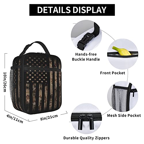 Boys Lunch Box for School Camouflage Flag Lunch Box for Men Kids Insulated Lunch Bag