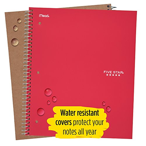 Five Star Spiral Notebooks, 1 Subject, Wide Ruled Paper, 100 Sheets, 10-1/2" x 8", Red, Black, Blue, 3 Pack (73059) - style: Primary