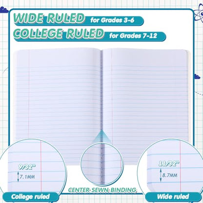 Fulmoon 48 Pcs Composition Notebook Bulk Wide Ruled Hard Cover Notebook 30 Sheets/60 Pages for School College Journal Writing Programs Art Recipes 10.12 x 7.2 Inch, Blue - color: Blue, style: Wide Ruled