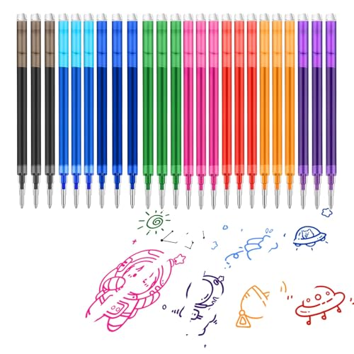 0.7 mm Erasable Gel Ink Pen Refills Compatible with Frixion Friction, Smooth Writing Multicolor Retractable Fine Point Pen Refill for School Office Home Art (8 Colors, 24) - style: 8 Colors