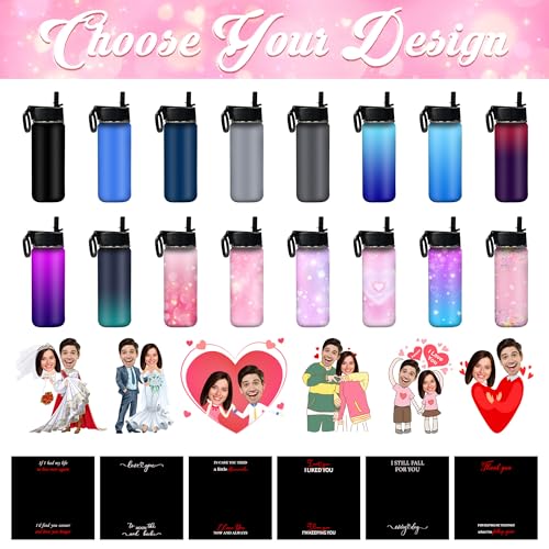 Custom Water Bottle with Face Photo, Personalized Water Bottle Valentine's Gift Insulated Cup Bottle for Her Him Women Men - color: Color_100