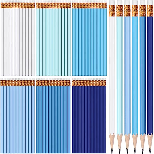 TecUnite 120 Pcs #2 HB Pencils with Eraser No 2 Unsharpened Wooden Hexagonal Pencils for Adults Gifts for School Exam art Learning Office Sketching(Blue Green Series) - color: Blue Green Series
