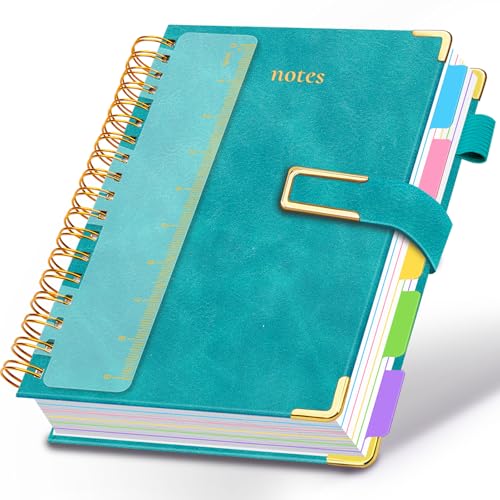 Hardcover Spiral Notebook College Ruled, 8"x10" Leather Journal Notebook with Magnetic Closure, 300 Pages 5 Subject Notebook with Dividers Tabs Journal for Women Men, Work, School(Deep Blue) - color: Deep Blue, size: B5-8"x10"
